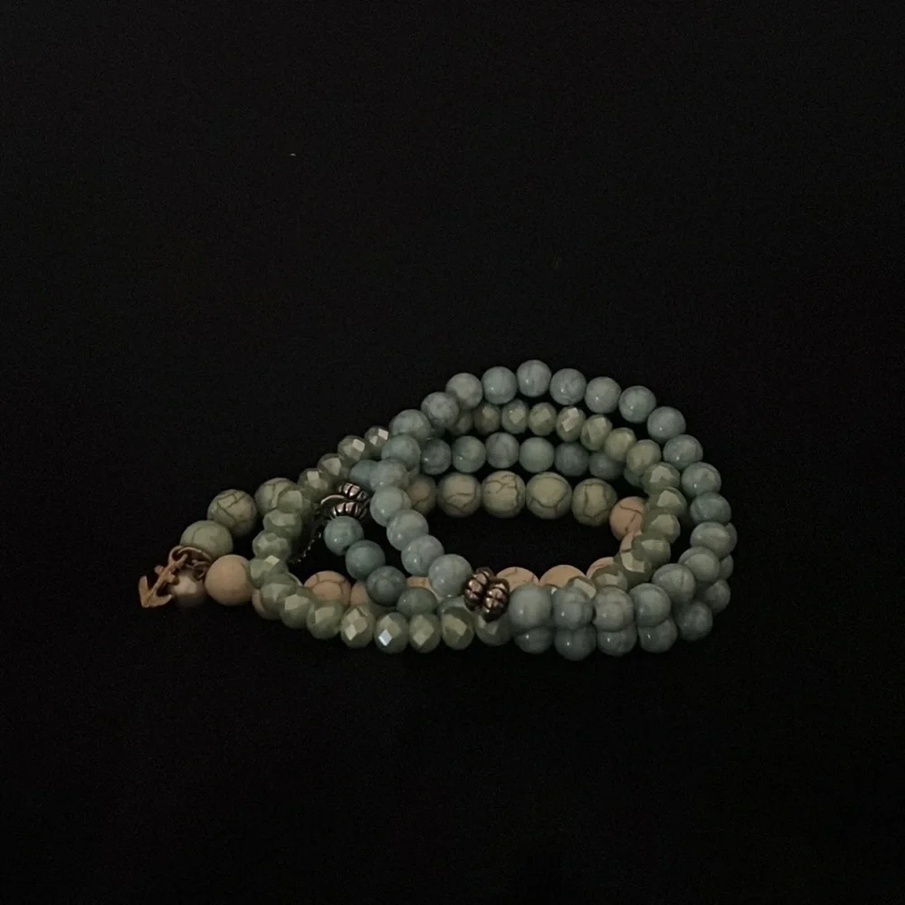 Four heavy aqua and white beads. Can be worn separately or together. Medium. - Picture 2 of 2